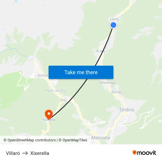 Villaró to Xixerella map