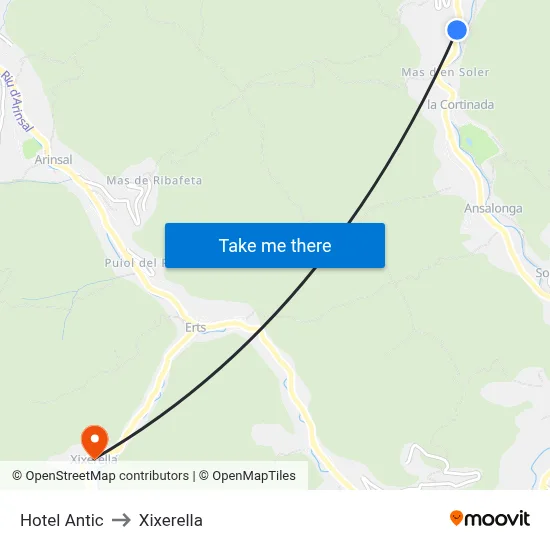 Hotel Antic to Xixerella map