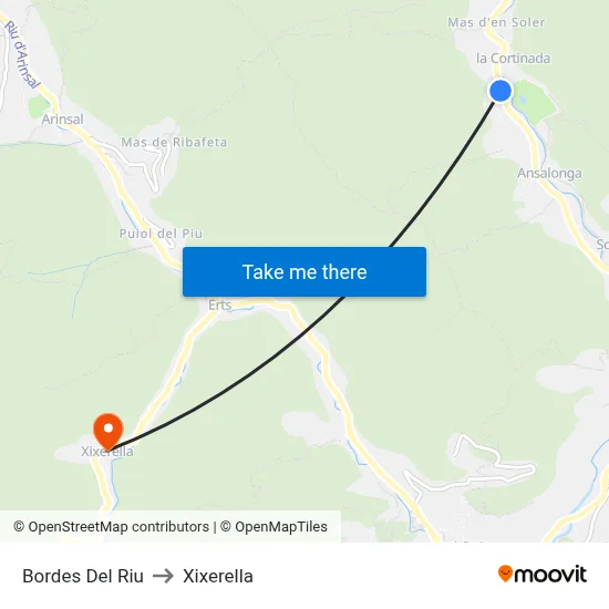 Bordes Del Riu to Xixerella map