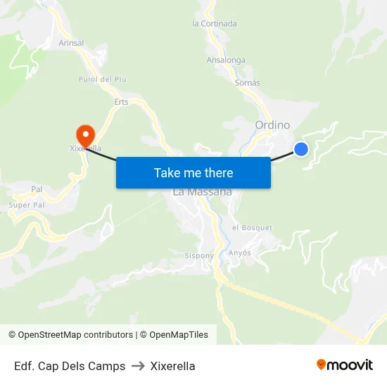 Edf. Cap Dels Camps to Xixerella map