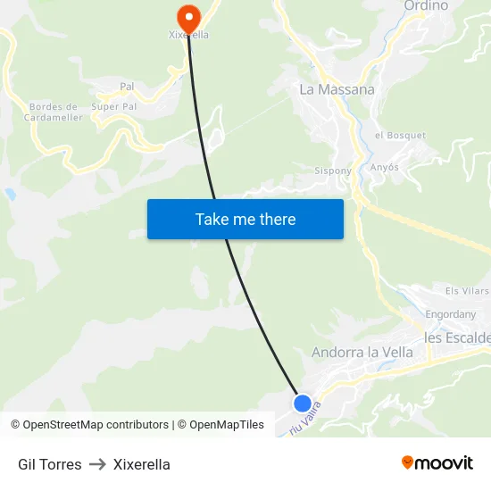 Gil Torres to Xixerella map