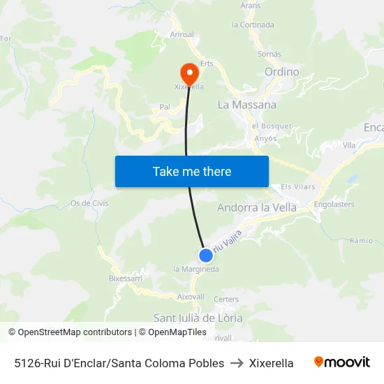 5126-Rui D'Enclar/Santa Coloma Pobles to Xixerella map