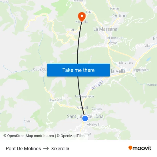 Pont De Molines to Xixerella map