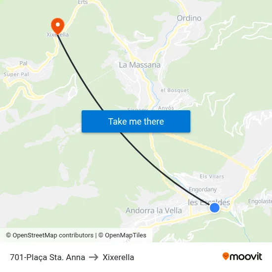 701-Plaça Sta. Anna to Xixerella map