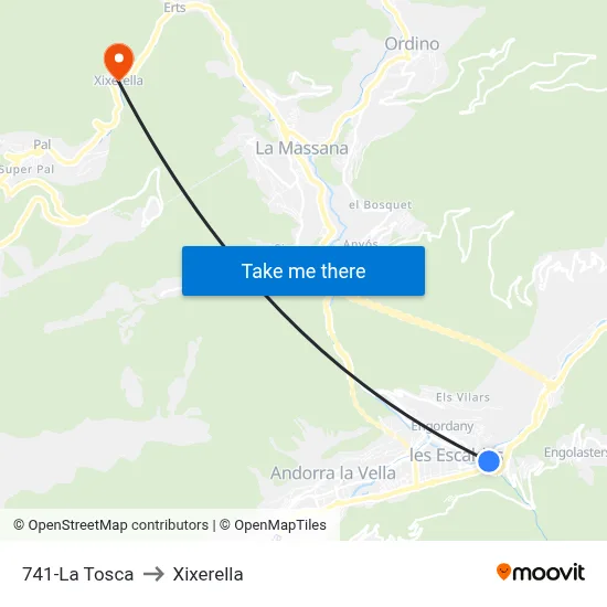 741-La Tosca to Xixerella map