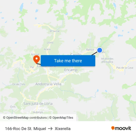 166-Roc De St. Miquel to Xixerella map