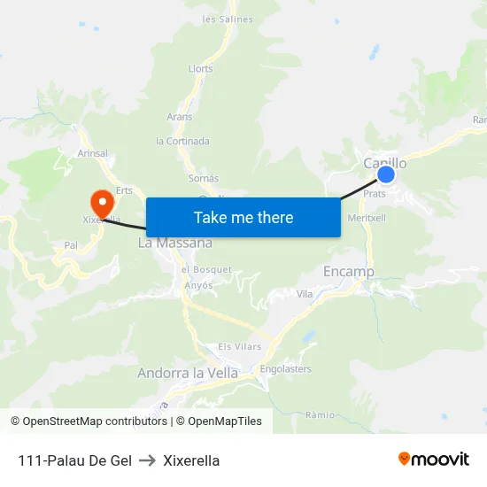 111-Palau De Gel to Xixerella map