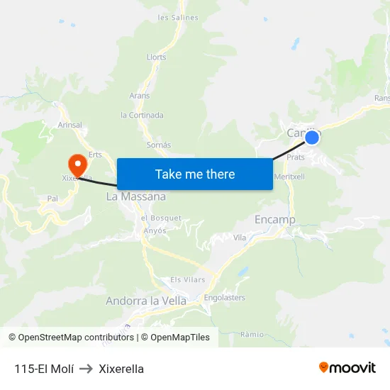 115-El Molí to Xixerella map