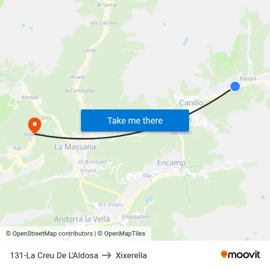 131-La Creu De L'Aldosa to Xixerella map