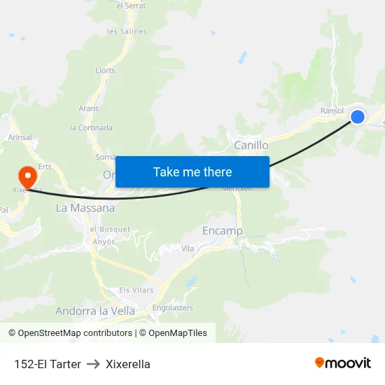 152-El Tarter to Xixerella map