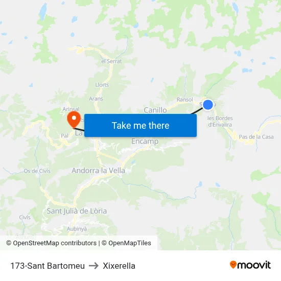 173-Sant Bartomeu to Xixerella map