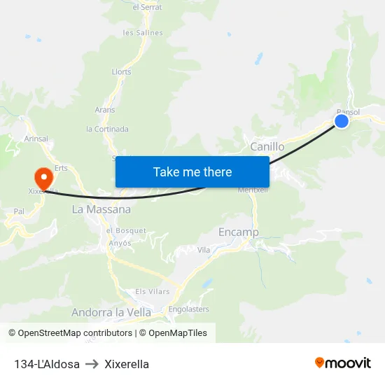 134-L'Aldosa to Xixerella map