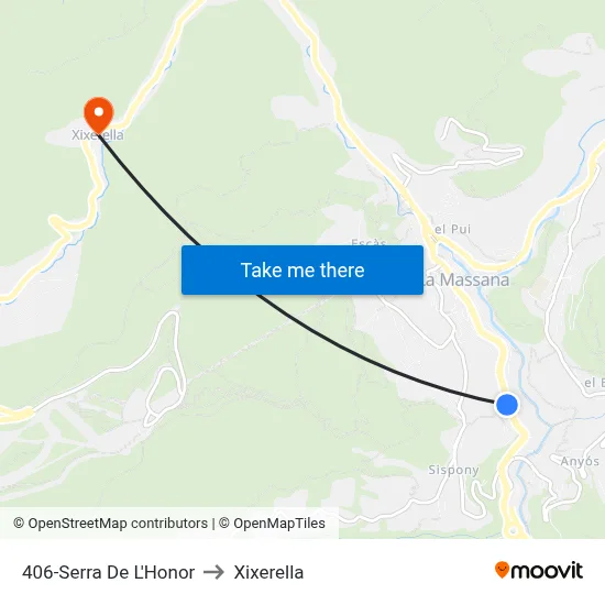 406-Serra De L'Honor to Xixerella map