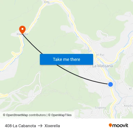 408-La Cabanota to Xixerella map