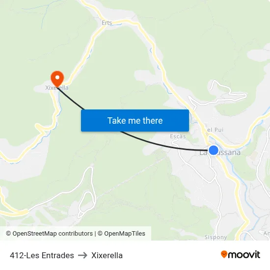 412-Les Entrades to Xixerella map