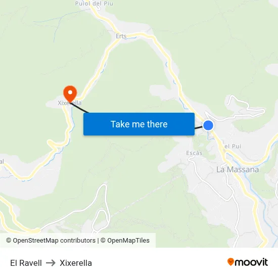 El Ravell to Xixerella map