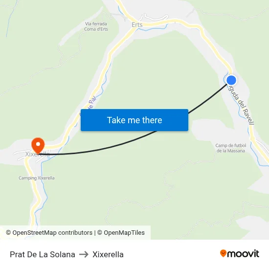 Prat De La Solana to Xixerella map