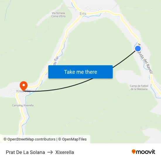 Prat De La Solana to Xixerella map