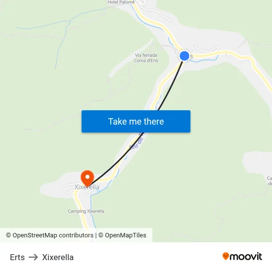 Erts to Xixerella map