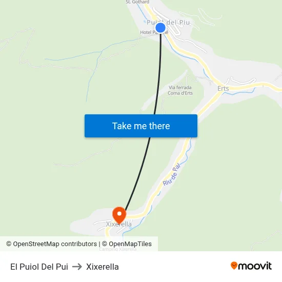 El Puiol Del Pui to Xixerella map