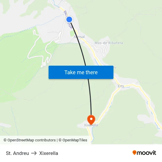 St. Andreu to Xixerella map