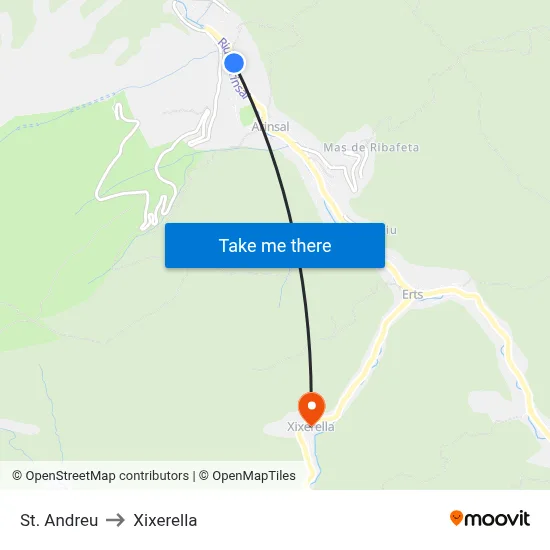 St. Andreu to Xixerella map