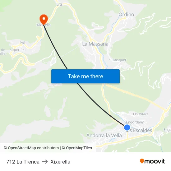 712-La Trenca to Xixerella map