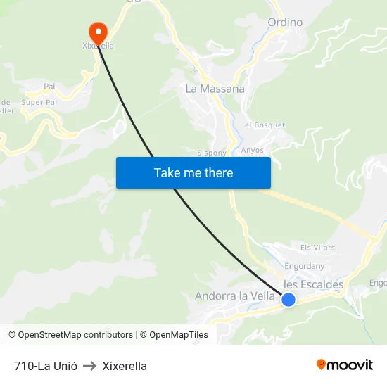 710-La Unió to Xixerella map