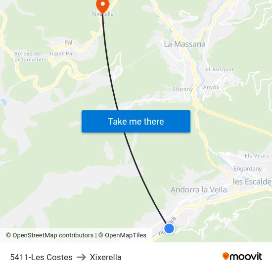 5411-Les Costes to Xixerella map