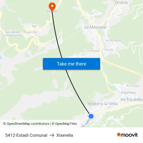 5412-Estadi Comunal to Xixerella map
