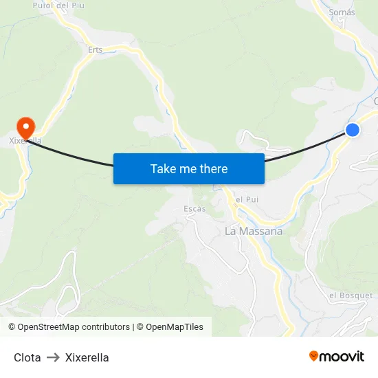 Clota to Xixerella map