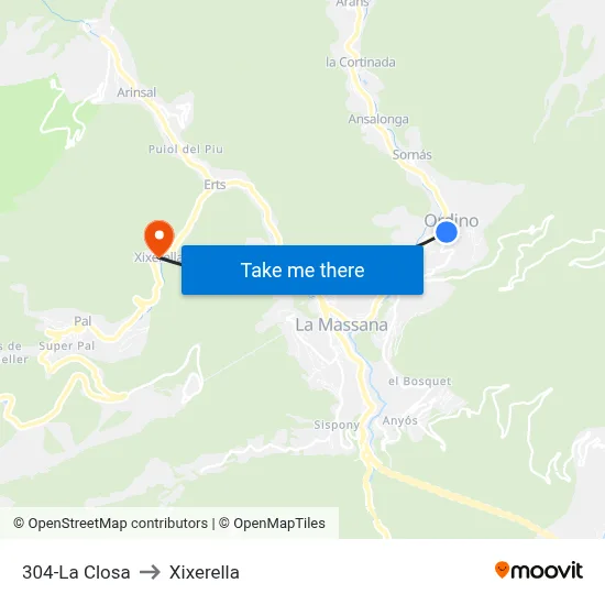 304-La Closa to Xixerella map