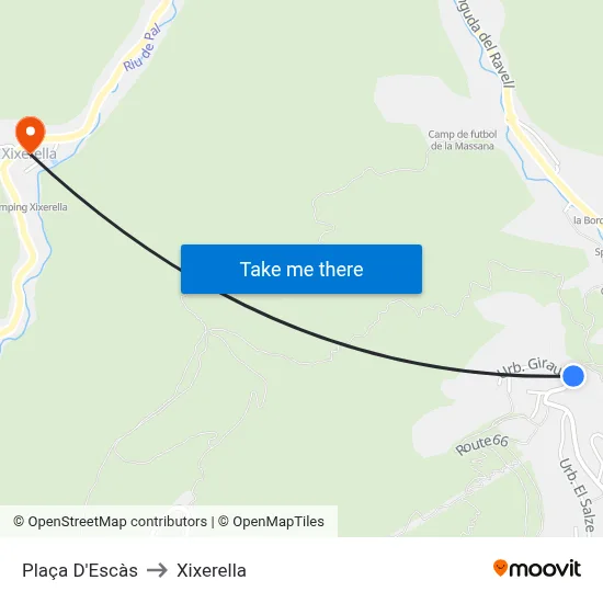 Plaça D'Escàs to Xixerella map