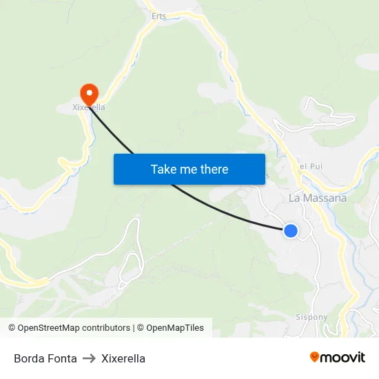 Borda Fonta to Xixerella map