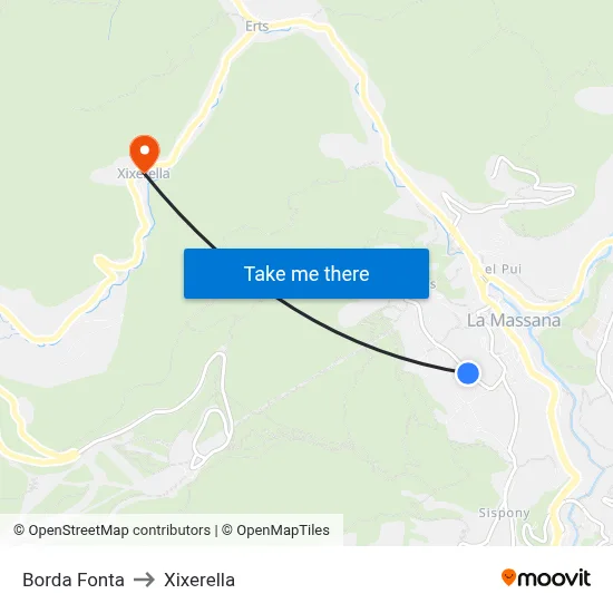 Borda Fonta to Xixerella map