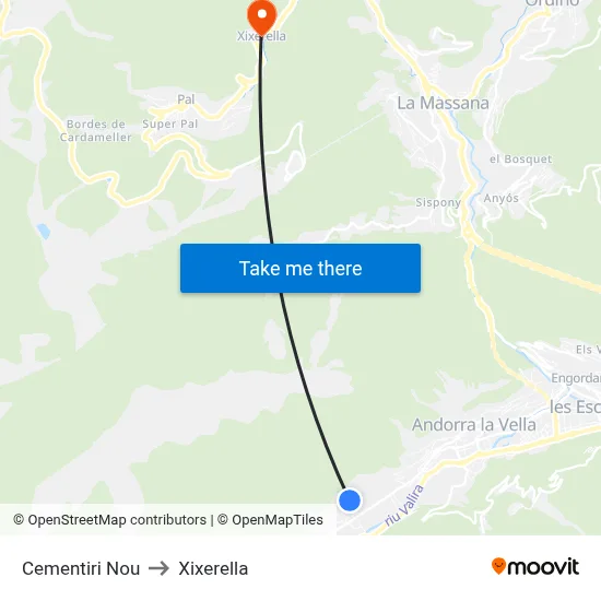 Cementiri Nou to Xixerella map