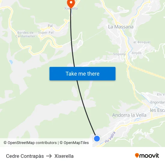 Cedre Contrapàs to Xixerella map