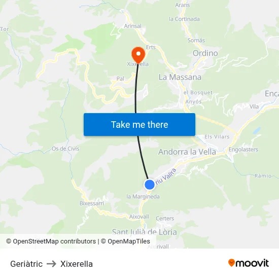 Geriàtric to Xixerella map