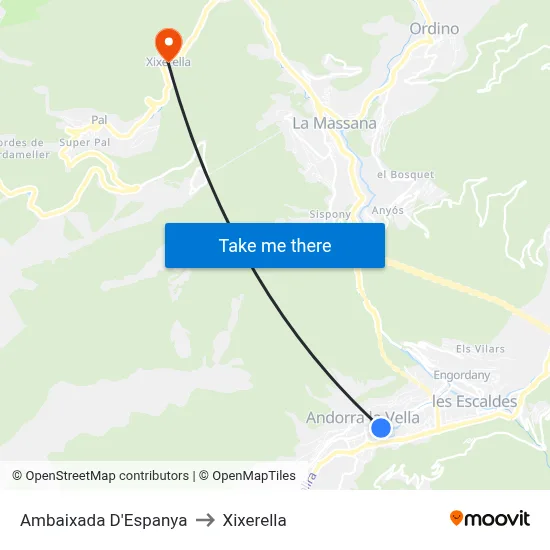 Ambaixada D'Espanya to Xixerella map