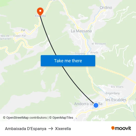 Ambaixada D'Espanya to Xixerella map