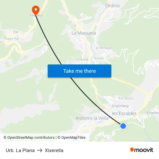 Urb. La Plana to Xixerella map
