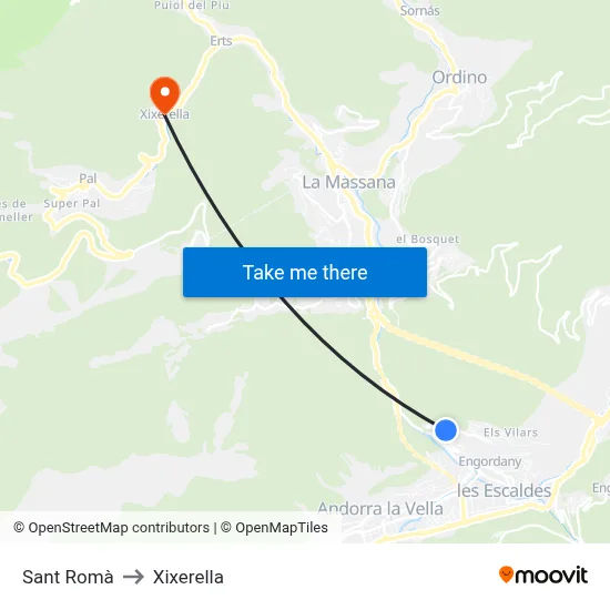 Sant Romà to Xixerella map