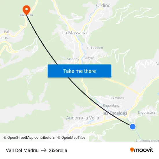 Vall Del Madriu to Xixerella map
