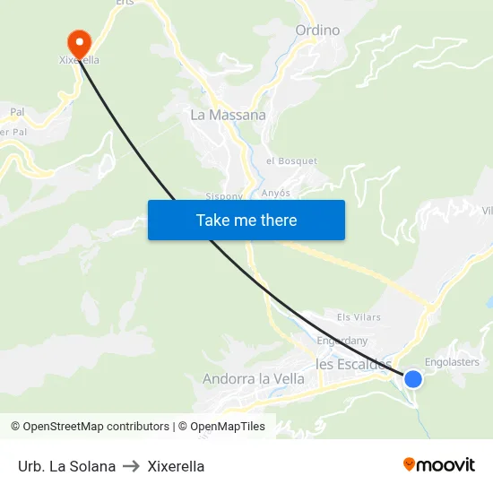 Urb. La Solana to Xixerella map