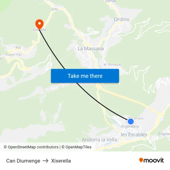 Can Diumenge to Xixerella map