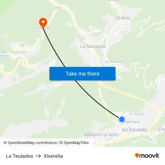 Le Teulades to Xixerella map