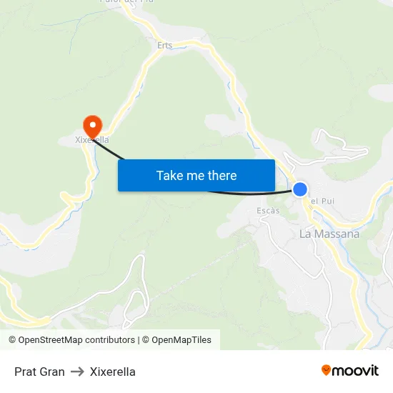 Prat Gran to Xixerella map