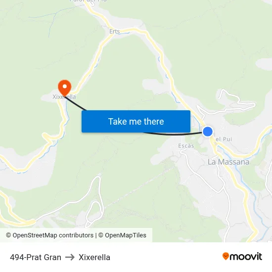 494-Prat Gran to Xixerella map