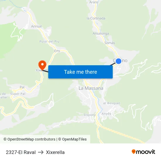 2327-El Raval to Xixerella map