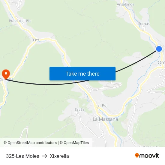 325-Les Moles to Xixerella map